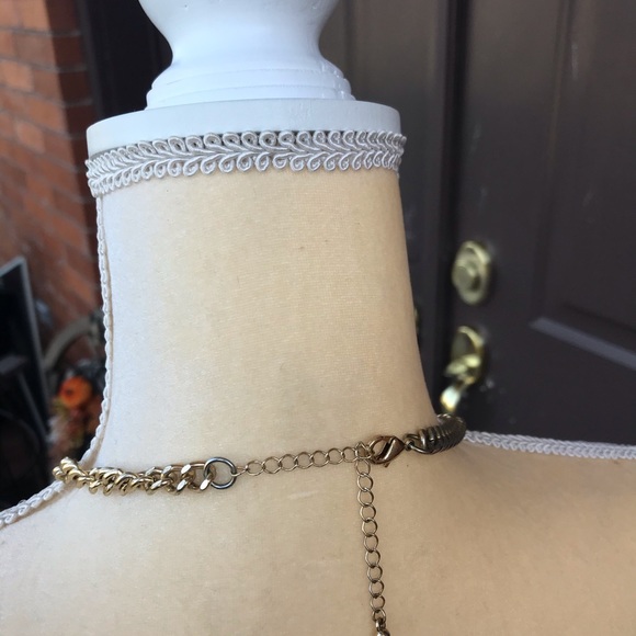 Women’s Gold Necklace W/ White Stones - Picture 7 of 8